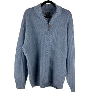 Jos. A. Bank Lambswool Blend Light Blue Quarter Zip Sweater Size‎ XL